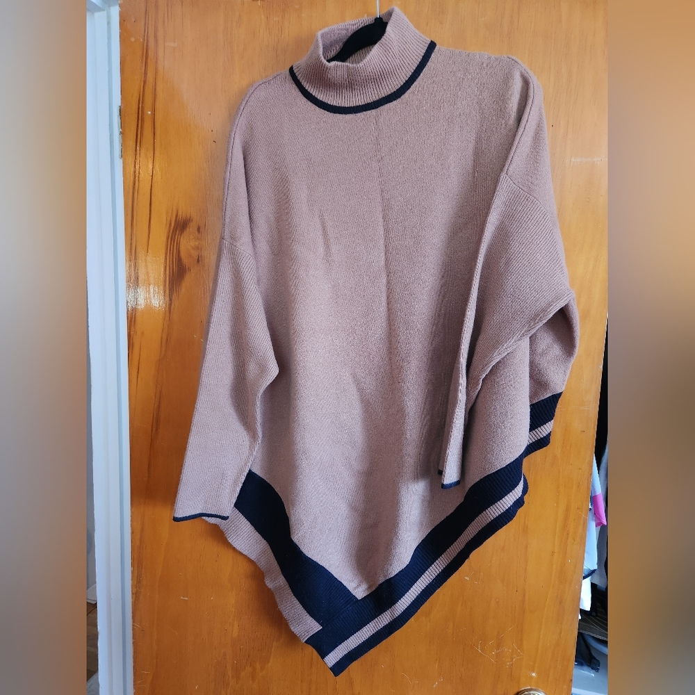 Luxury turtleneck poncho